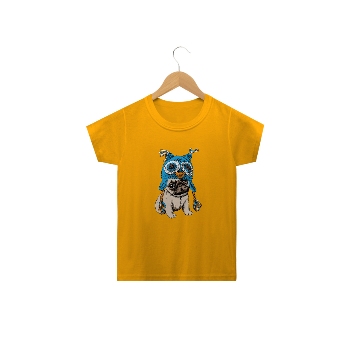 Nome do produto: Camiseta Infantil Cachorro Pug Coruja