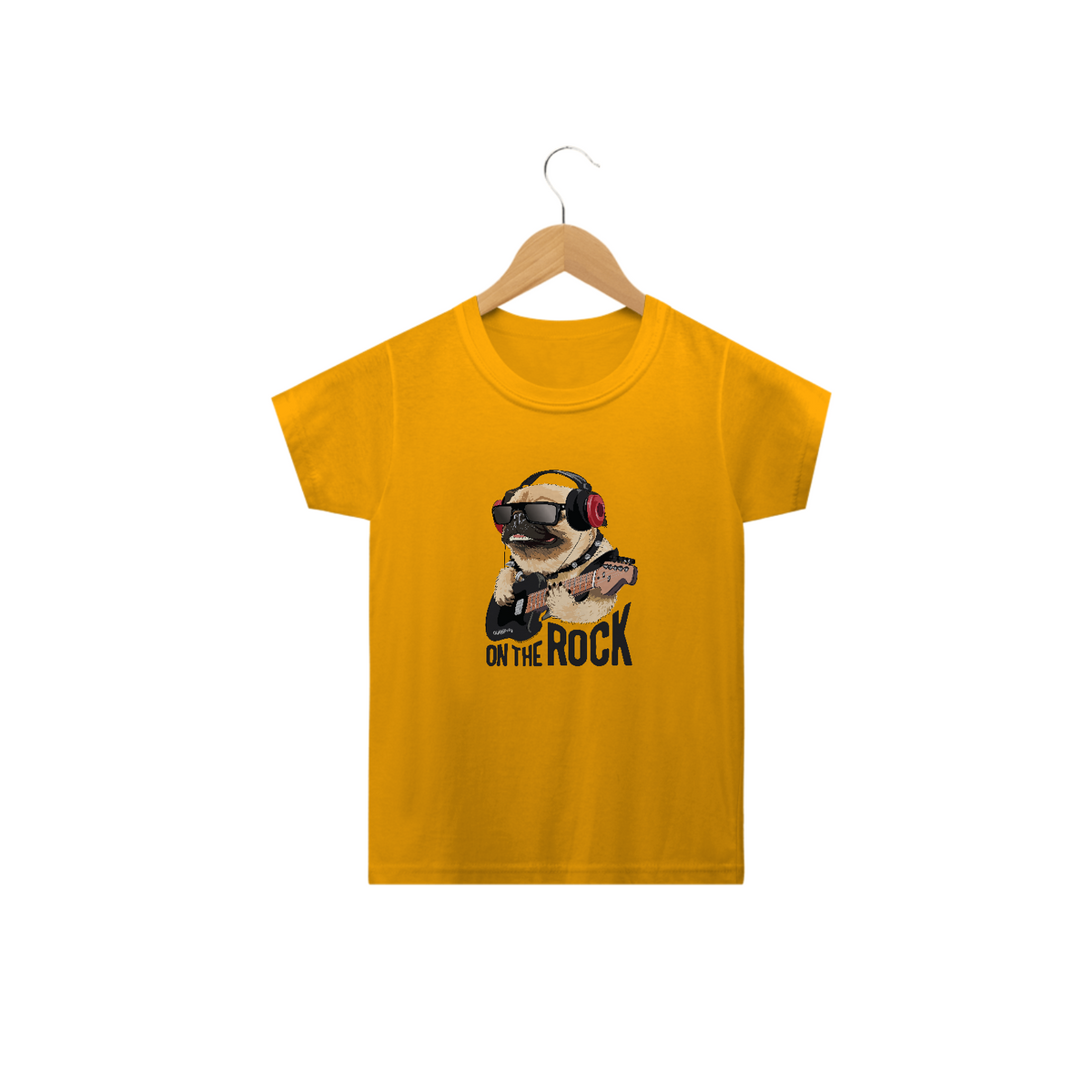 Nome do produto: Camiseta Infantil Pug On The Rock