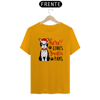 Nome do produtoCamiseta Natal - Here Comes Santa Paws