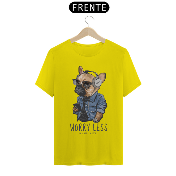 Camiseta Cachorro Worry Less - Music More