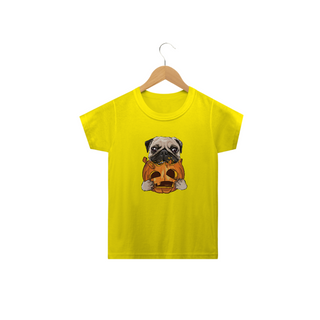 Nome do produtoCamiseta Infantil Pug Comendo uma Abóbora