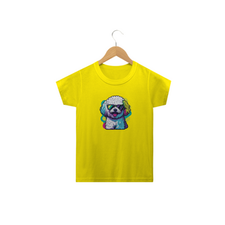 Nome do produtoCamiseta Infantil Bichon Frisé de Óculos de Sol