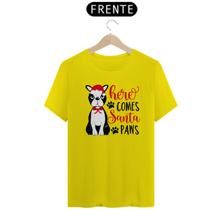 Nome do produtoCamiseta Natal - Here Comes Santa Paws