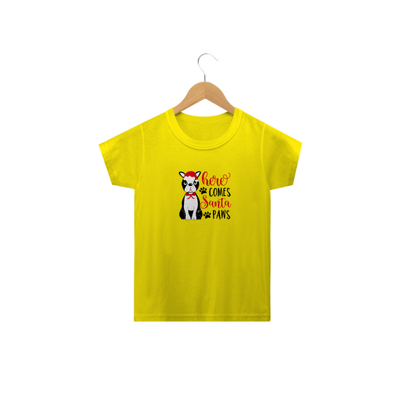 Camiseta Infantil Natal - Here Comes Santa Paws