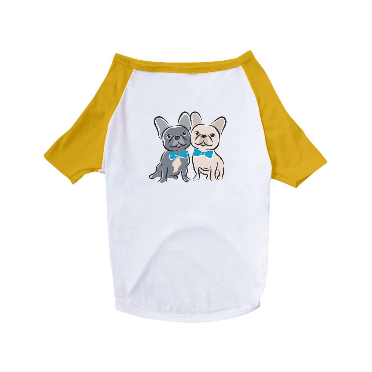 Nome do produto: Camiseta para Cachorro - Bulldog Francês Casal de Gravatinha