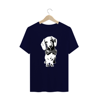 Nome do produtoCamiseta Plus Size Dachshund de Gravatinha em Preto e Branco