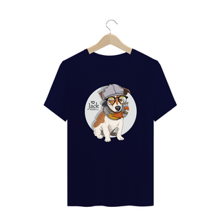 Nome do produtoCamiseta Plus Size Jack Russell de Óculos e Cachecol