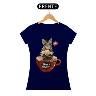 Nome do produtoBaby Look Gato e Cachorro - Friend Forever