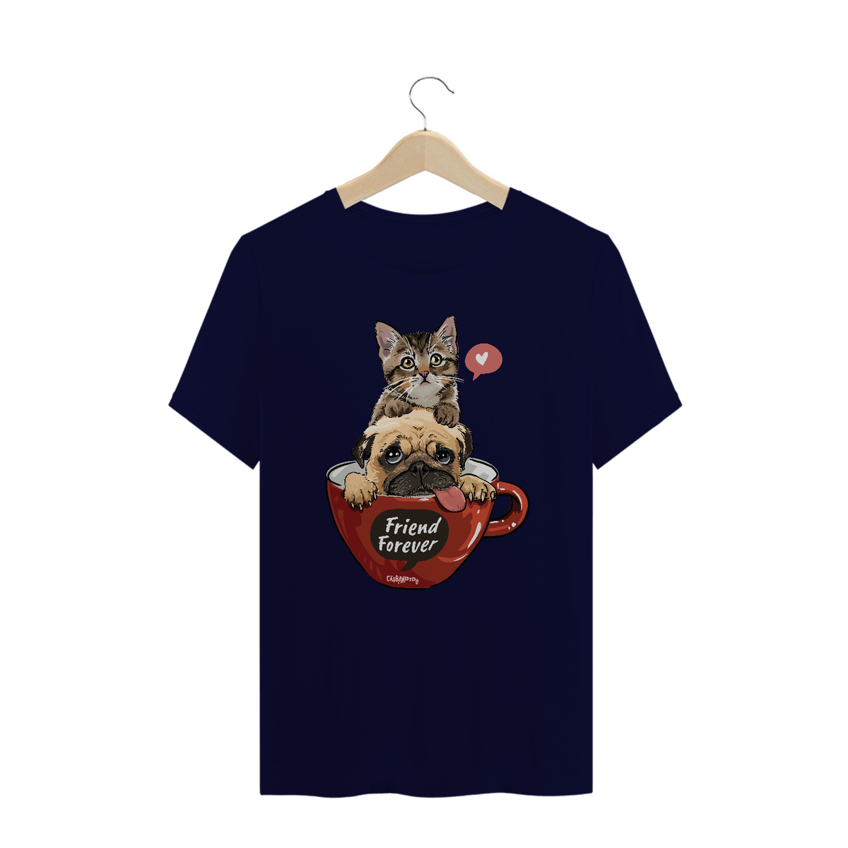 Nome do produto: Camiseta Plus Size Gato e Cachorro - Friend Forever