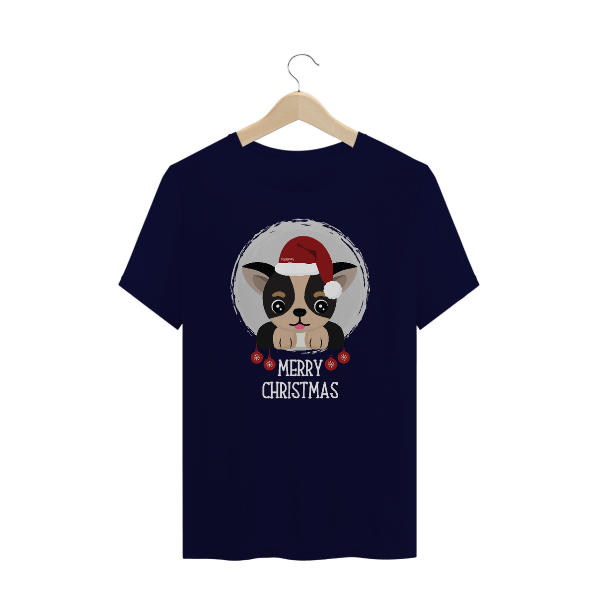 Nome do produto: Camiseta Plus Size Cachorro Merry Christmas