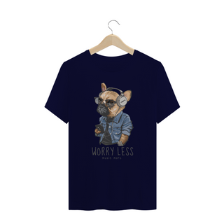 Nome do produtoCamiseta Plus Size Cachorro Worry Less - Music More