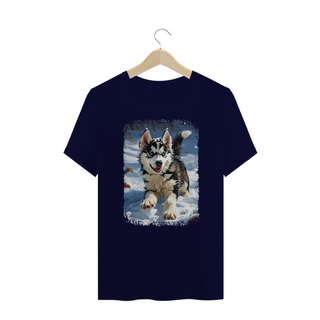 Nome do produtoCamiseta Plus Size Husky Siberiano Correndo na Neve