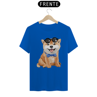 Nome do produtoCamiseta Akita Filhote de Óculos e Gravatinha