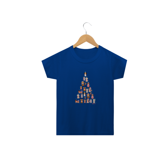 Camiseta Infantil Cachorro Árvore de Natal