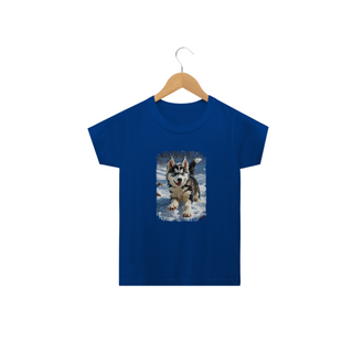 Nome do produtoCamiseta Infantil Husky Siberiano Correndo na Neve