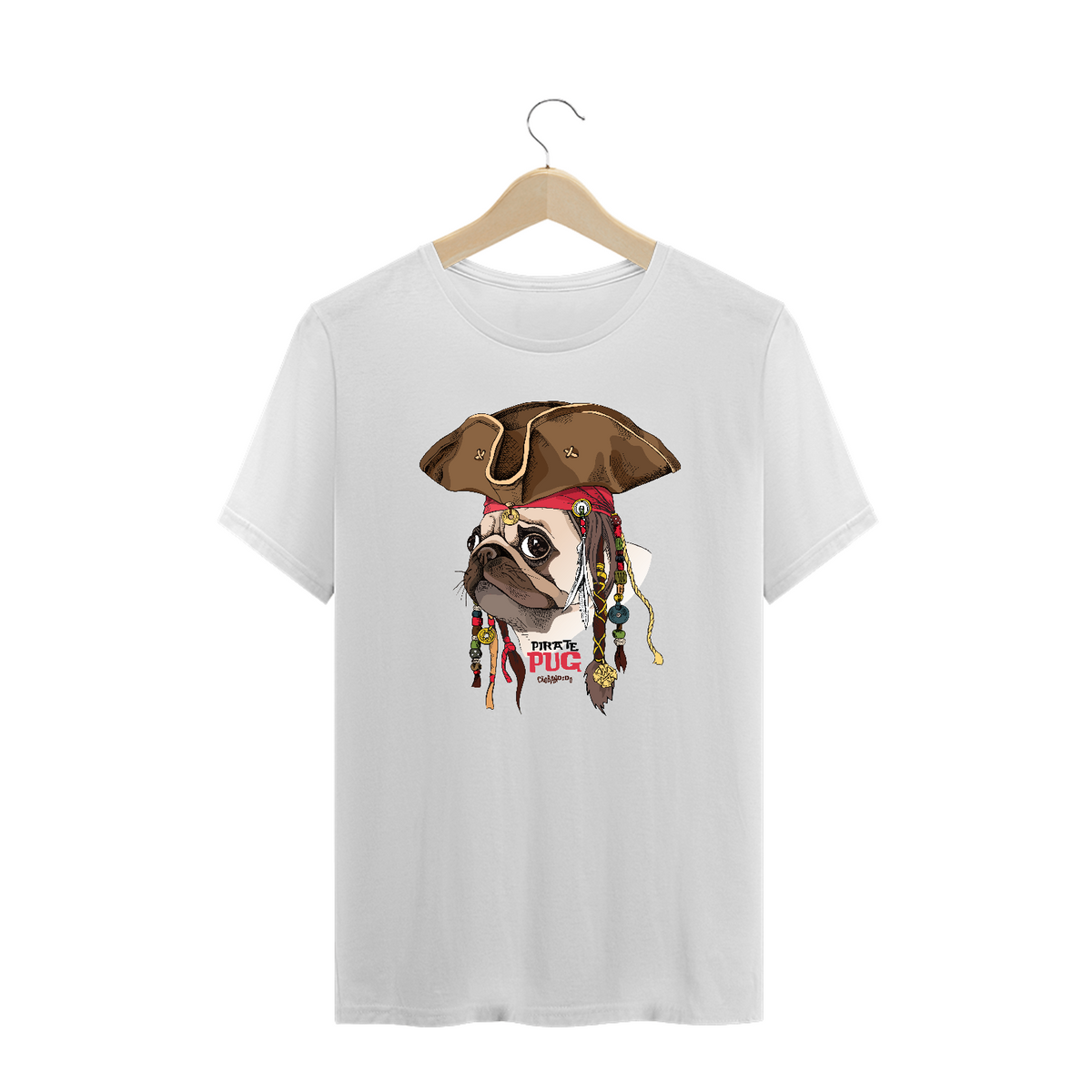 Nome do produto: Camiseta Plus Size Pug Pirata