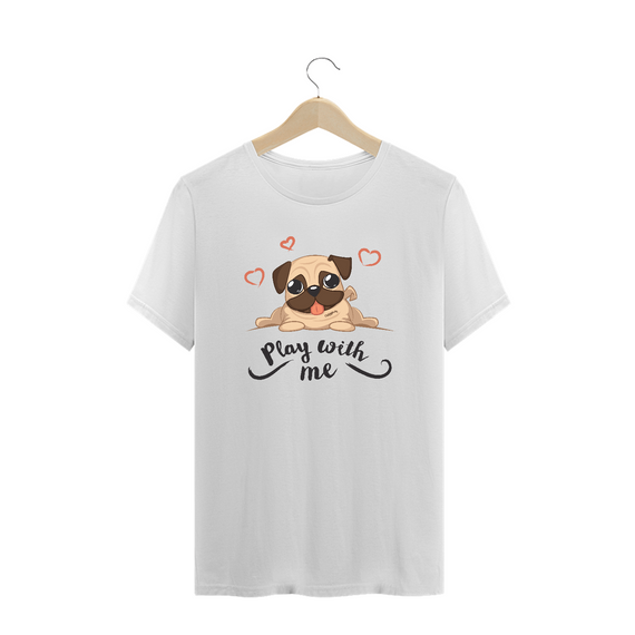 Camiseta Plus Size Pug Play With Me