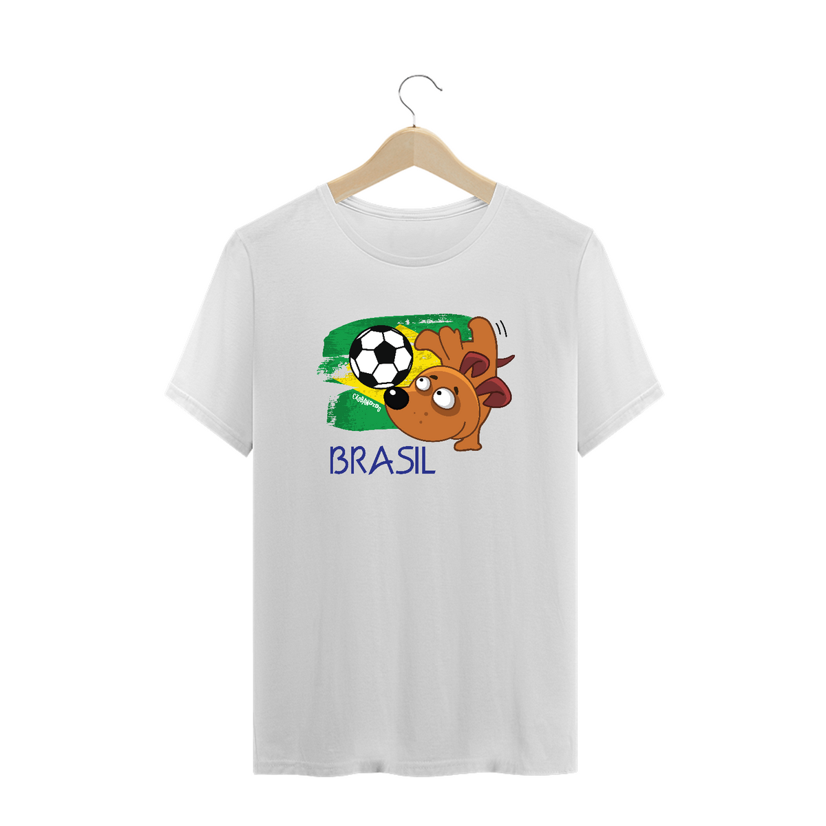 Nome do produto: Camiseta Plus Size Brasil - Cachorro Jogador
