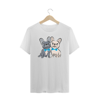 Camiseta Plus Size Bulldog Francês Casal de Gravatinha