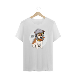 Nome do produtoCamiseta Plus Size Jack Russell de Óculos e Cachecol