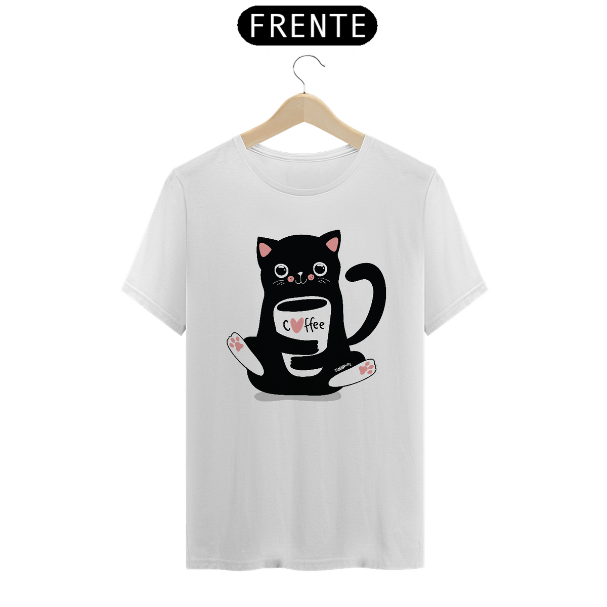 Nome do produto: Camiseta Gato Preto Café