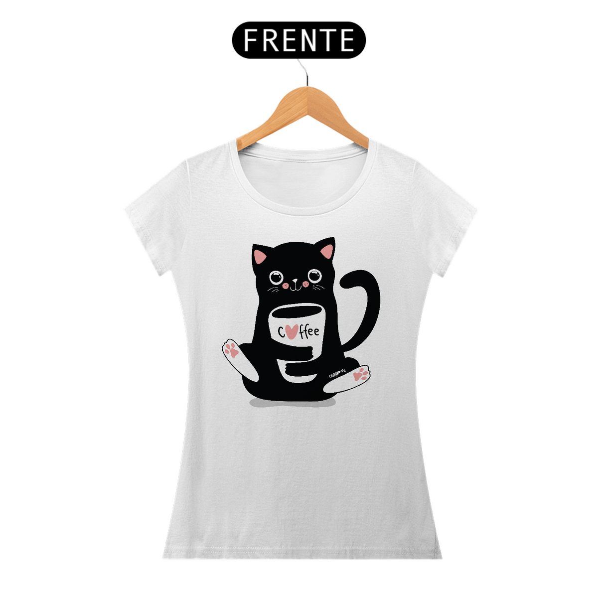 Nome do produto: Baby Look Gato Preto Café