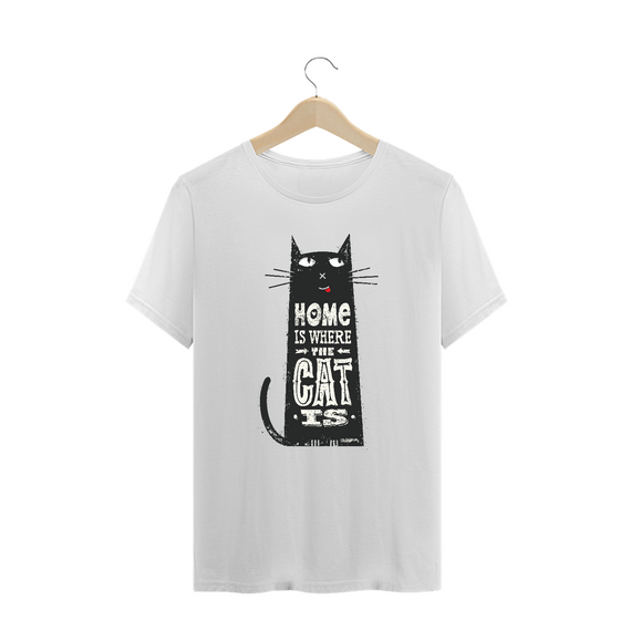 Camiseta Plus Size Home Is Where The Cat Is
