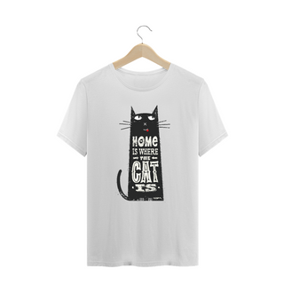 Camiseta Plus Size Home Is Where The Cat Is