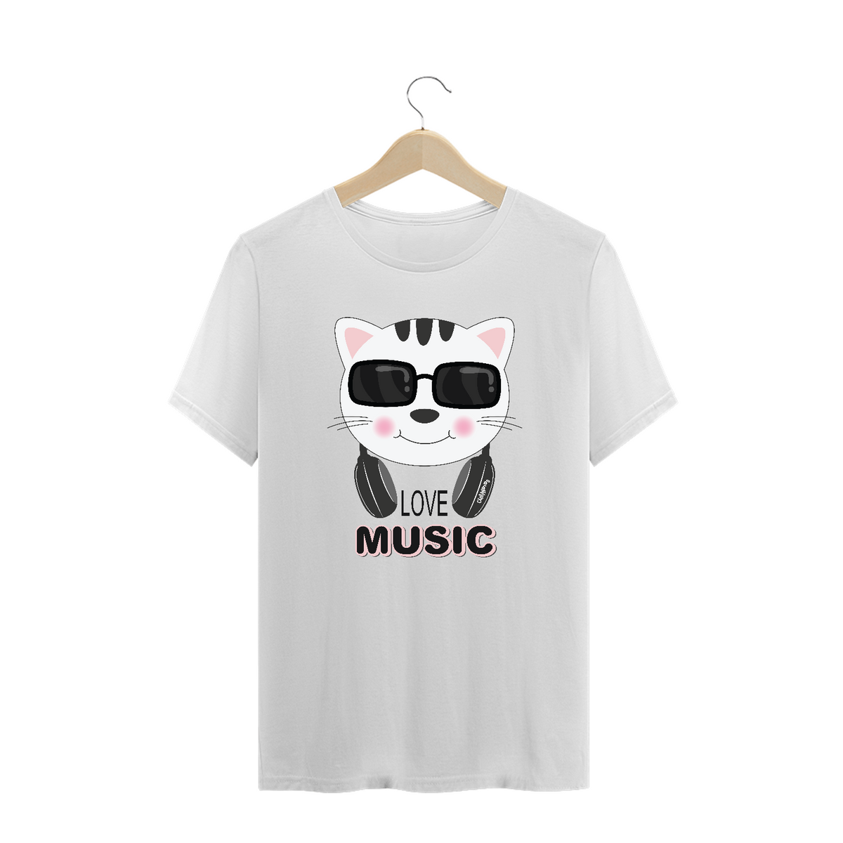 Nome do produto: Camiseta Plus Size Gato Love Music