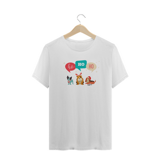 Camiseta Plus Size Cachorro Natal Ho Ho Ho