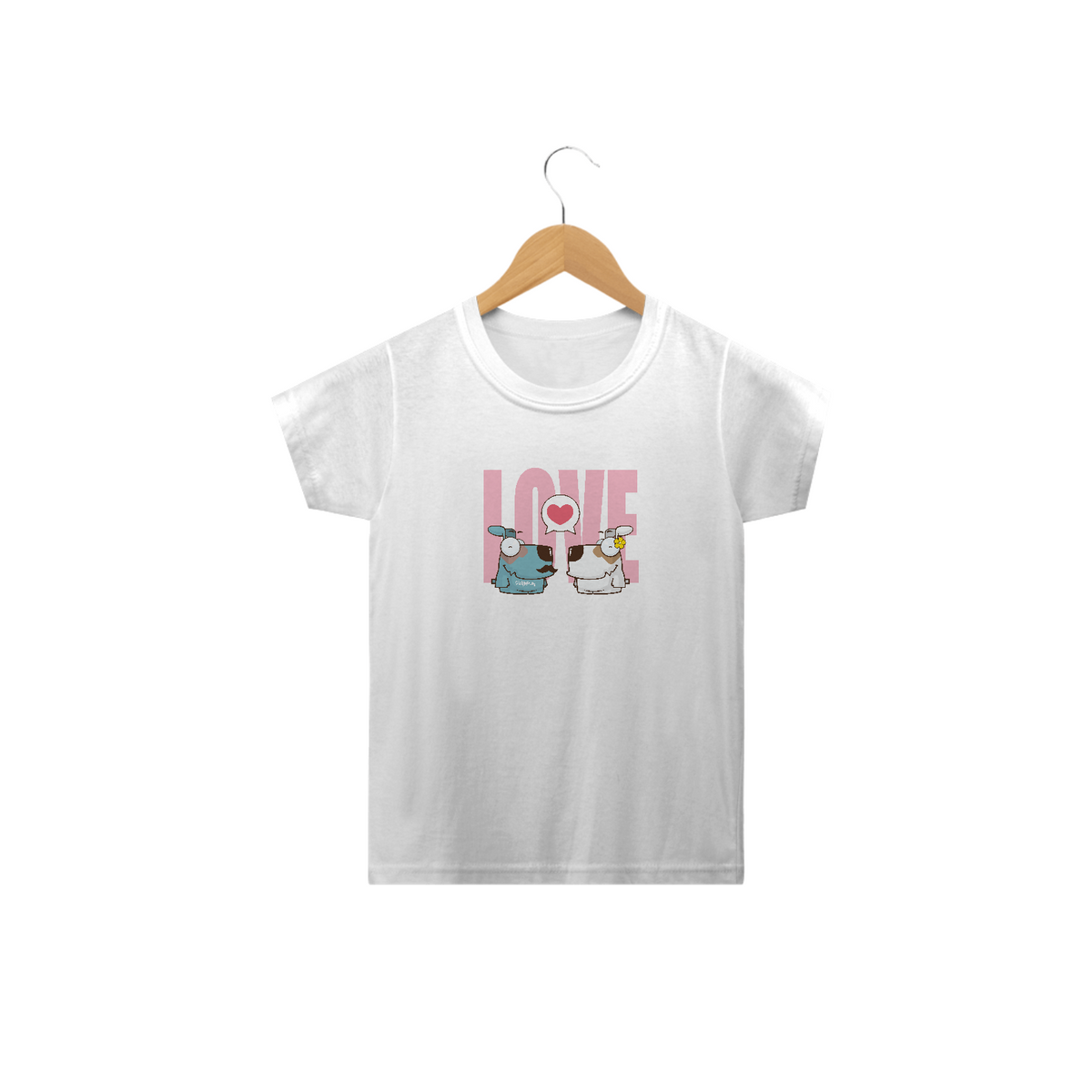 Nome do produto: Camiseta Infantil Cachorro Casal Love
