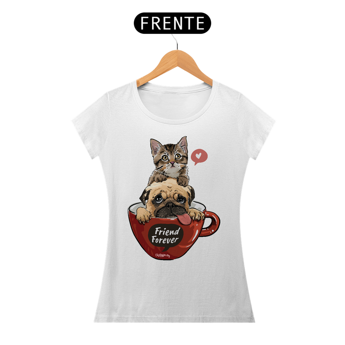 Nome do produto: Baby Look Gato e Cachorro - Friend Forever