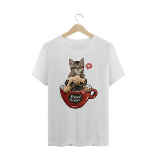 Nome do produtoCamiseta Plus Size Gato e Cachorro - Friend Forever