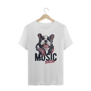 Camiseta Plus Size Music and Dog