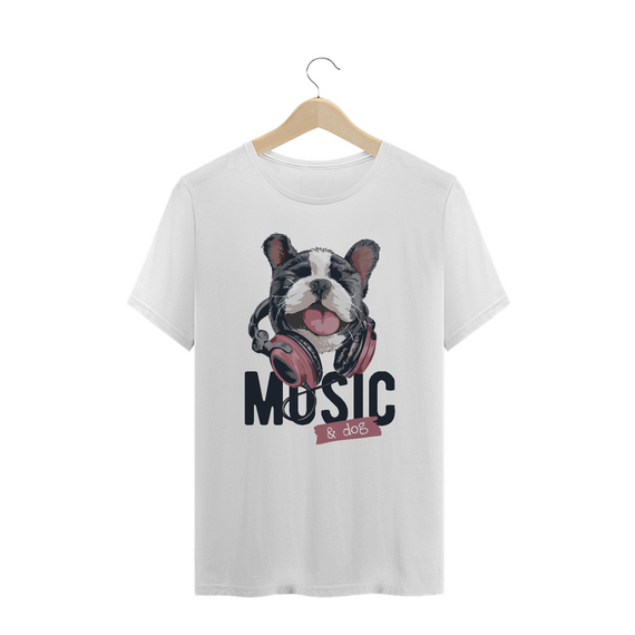 Camiseta Plus Size Music and Dog