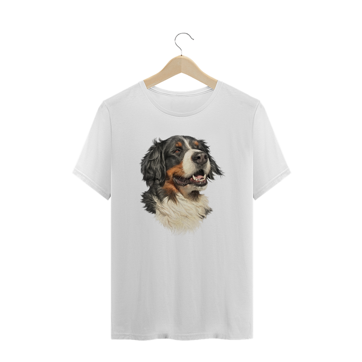 Nome do produto: Camiseta Plus Size Bernese Ilustração Realista