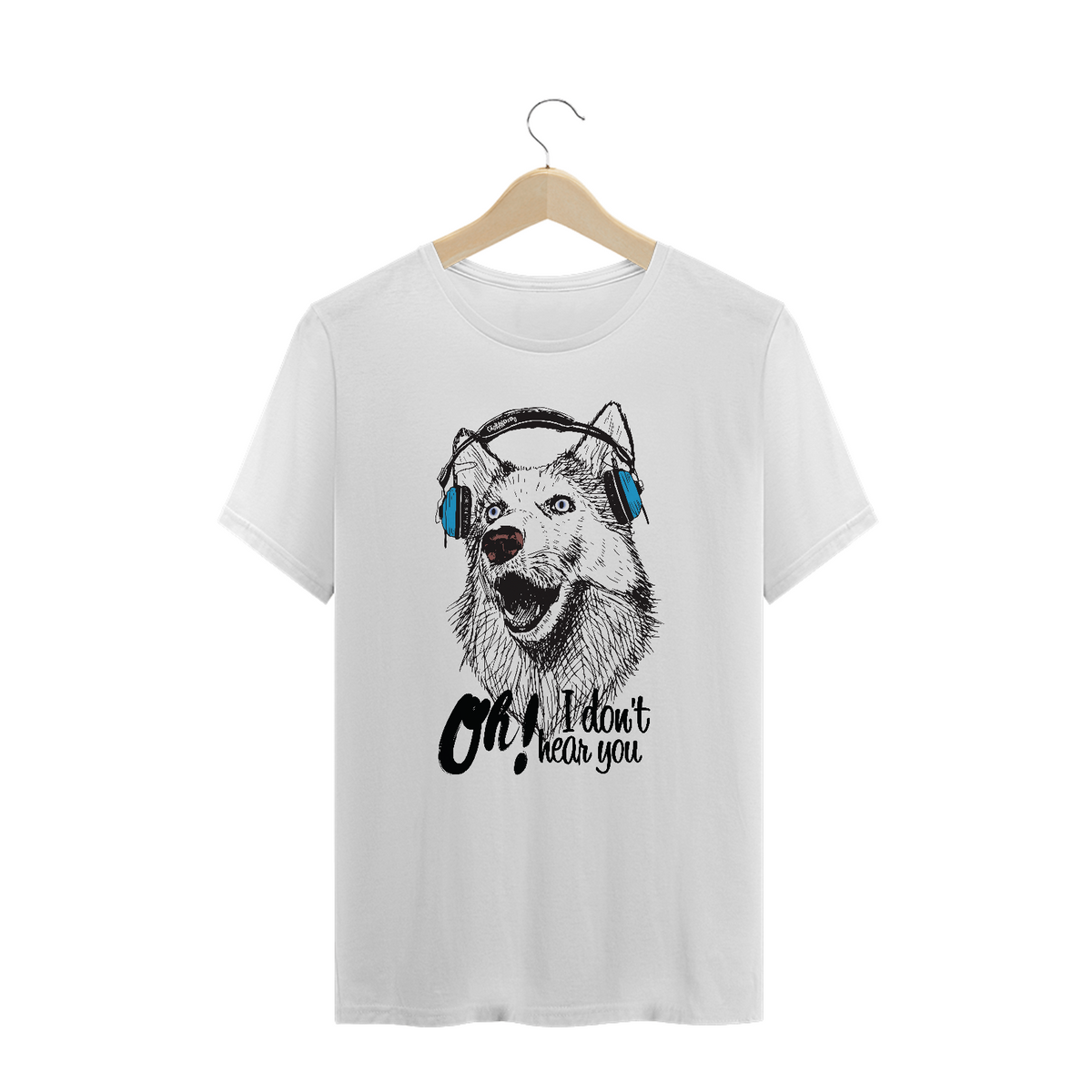Nome do produto: Camiseta Plus Size Cachorro Oh! I Don\'t Hear You