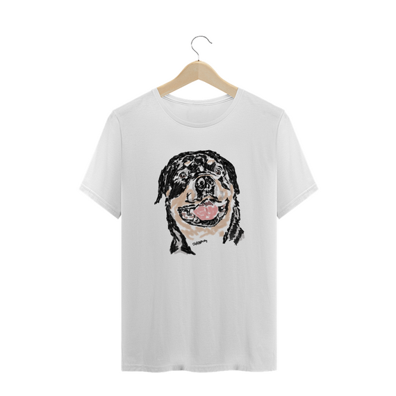 Camiseta Plus Size Rottweiler Pintura Digital