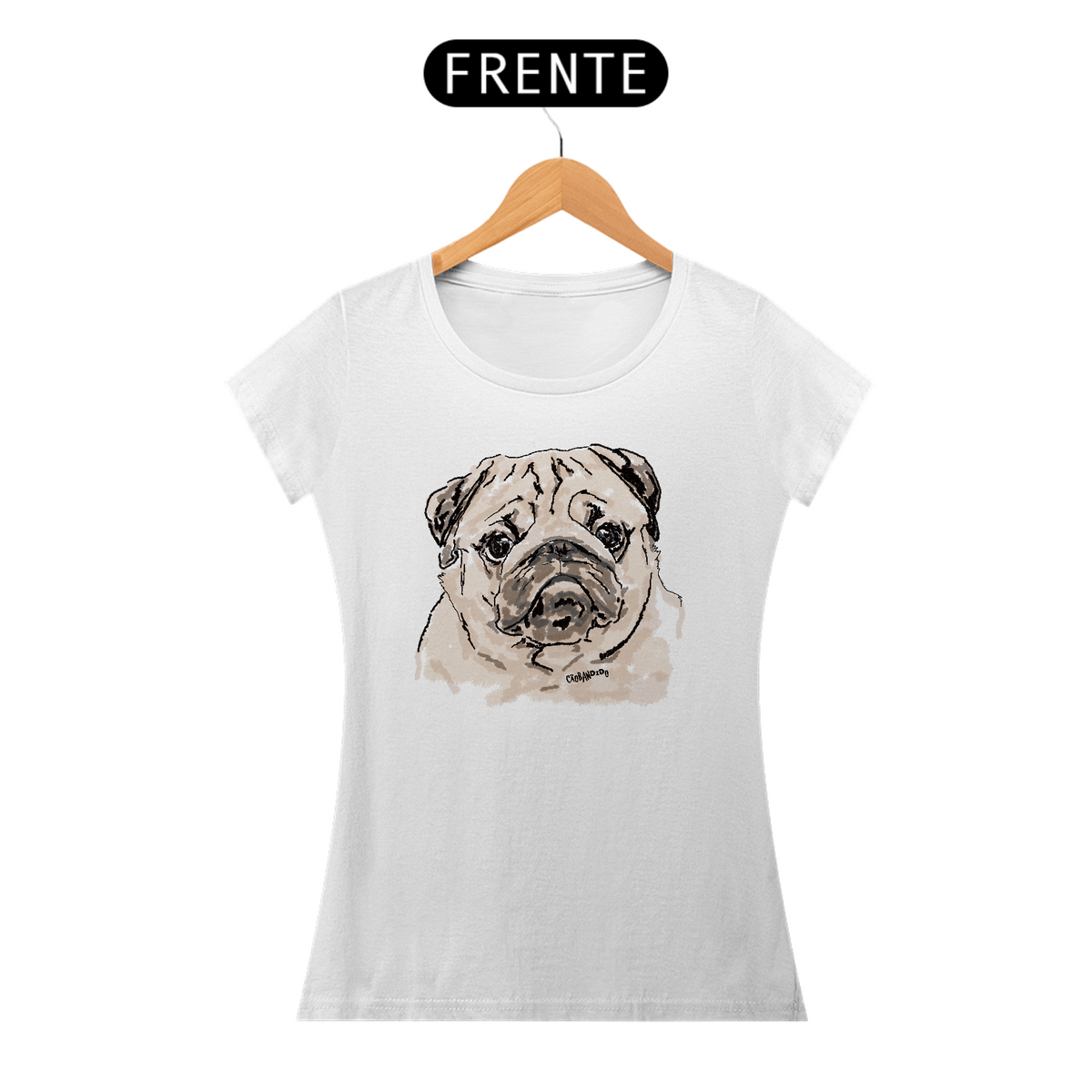 Nome do produto: Baby Look Pug Pintura Digital