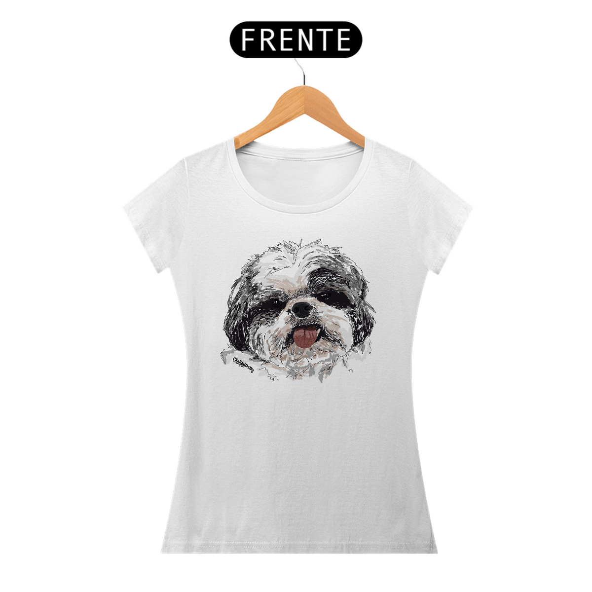 Nome do produto: Baby Look Shih Tzu Pintura Digital