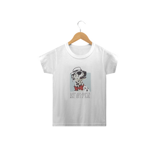 Camiseta Infantil Dálmata de Chapéu e Gravatinha Borboleta
