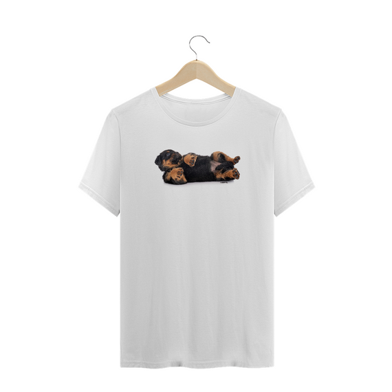 Camiseta Plus Size Rottweiler Filhote Deitado