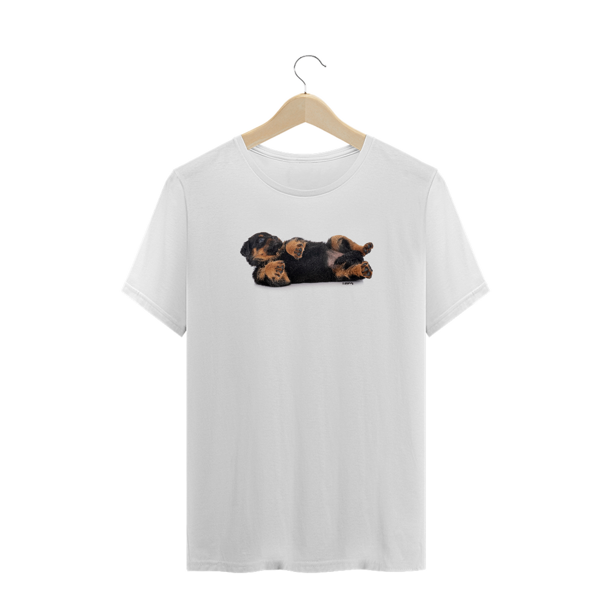 Nome do produto: Camiseta Plus Size Rottweiler Filhote Deitado