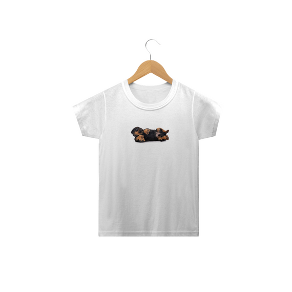 Camiseta Infantil Rottweiler Filhote Deitado