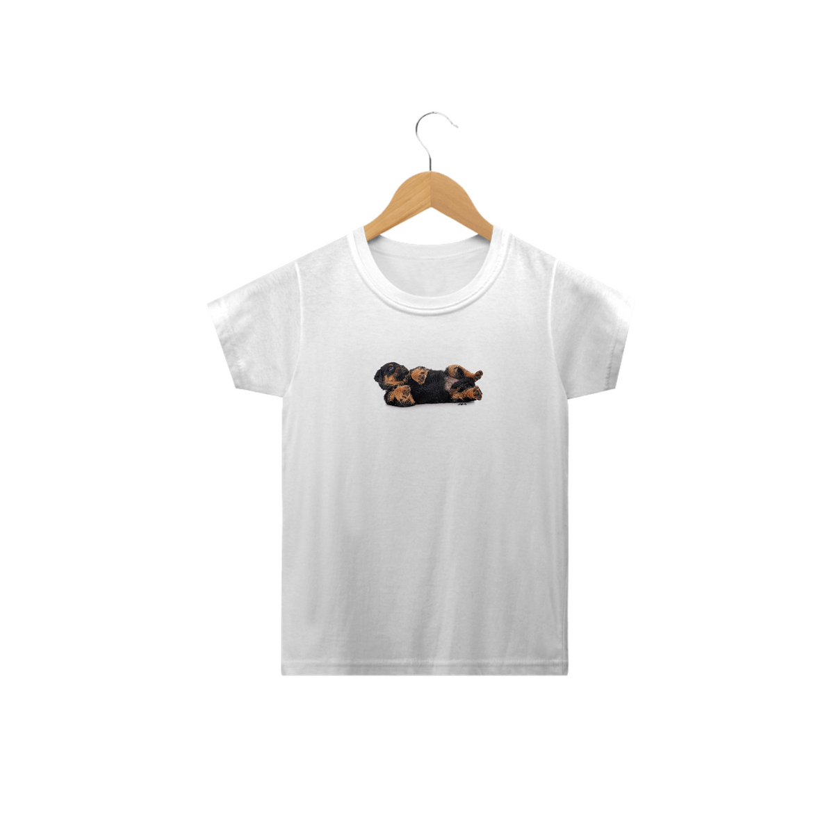 Nome do produto: Camiseta Infantil Rottweiler Filhote Deitado