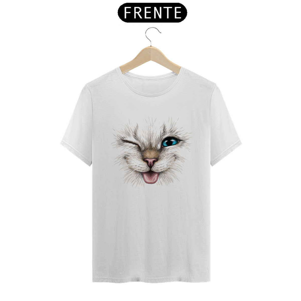 Nome do produto: Camiseta Gato Piscando