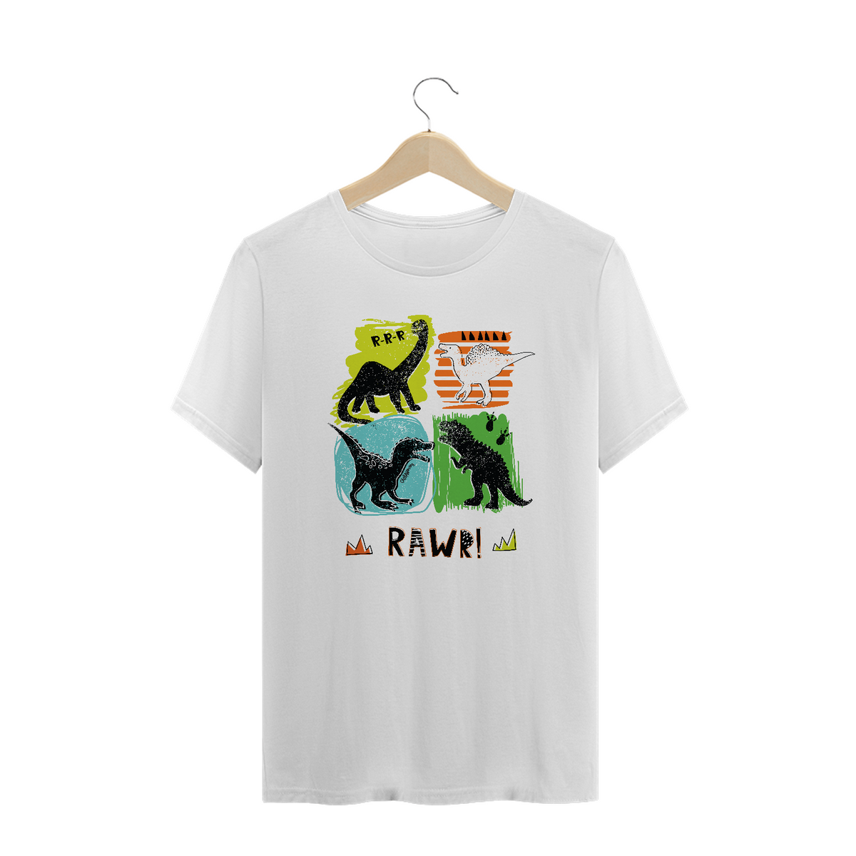 Nome do produto: Camiseta Plus Size Dinossauro - Modelo 3