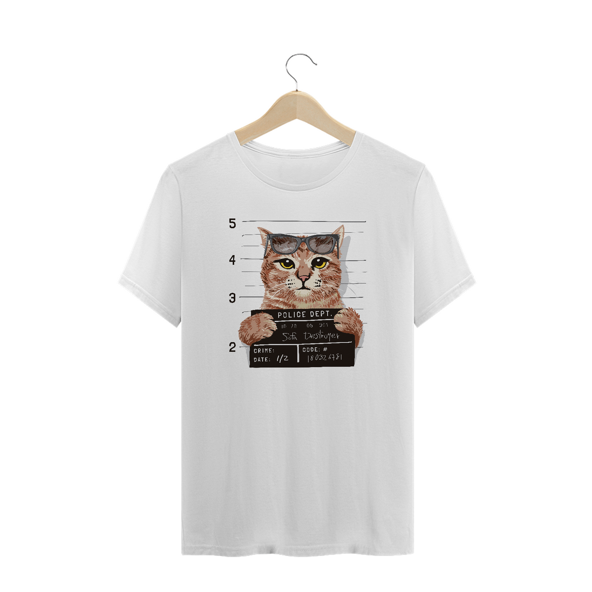 Nome do produto: Camiseta Plus Size Gato Bandido