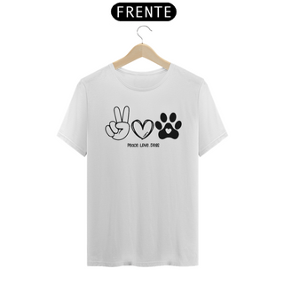 Nome do produtoCamiseta Peace, love, dogs