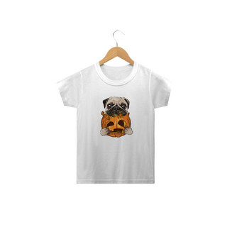 Nome do produtoCamiseta Infantil Pug Comendo uma Abóbora